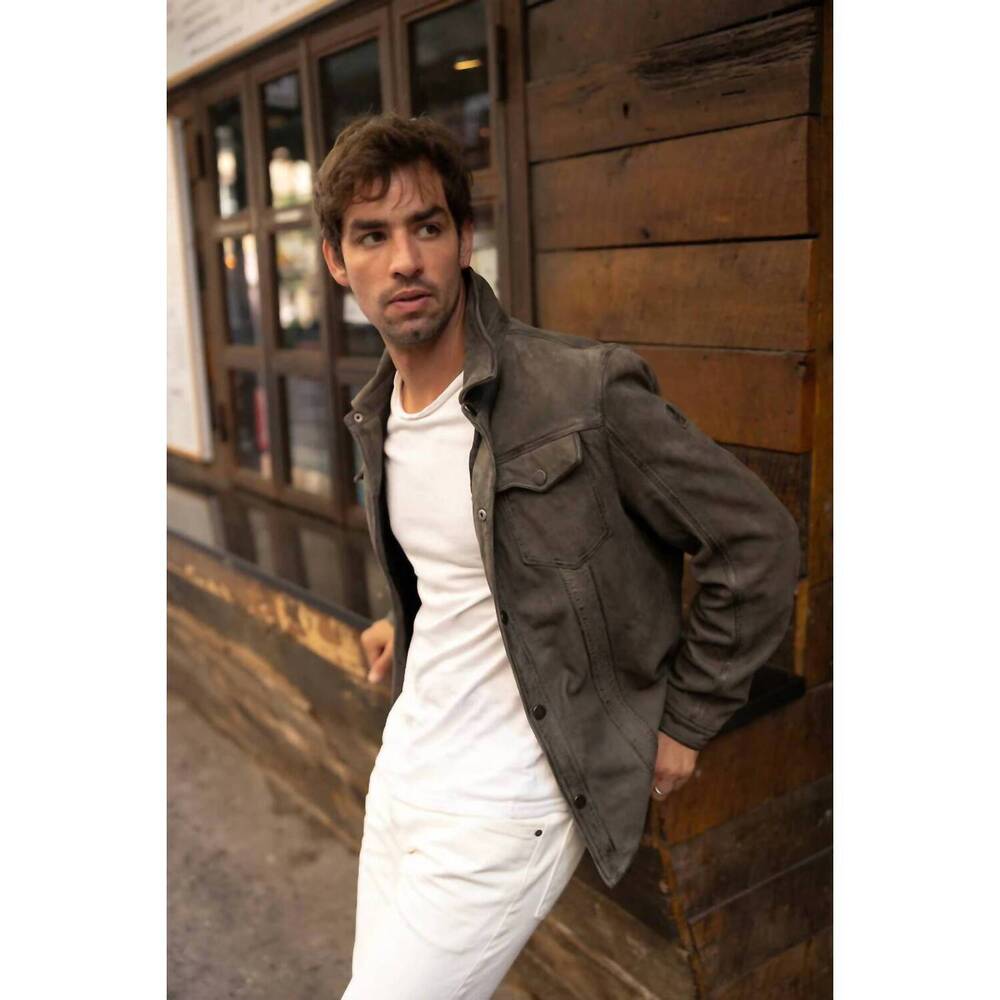 NEW MAURITIUS sedro rf leather jacket in khaki